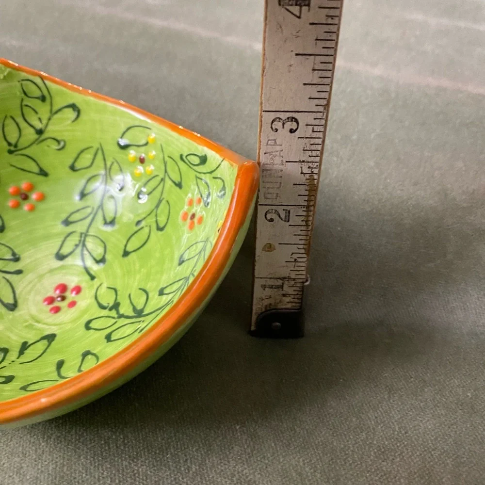 Rectangular small decorative bowl hand painted ceramic made in Spain